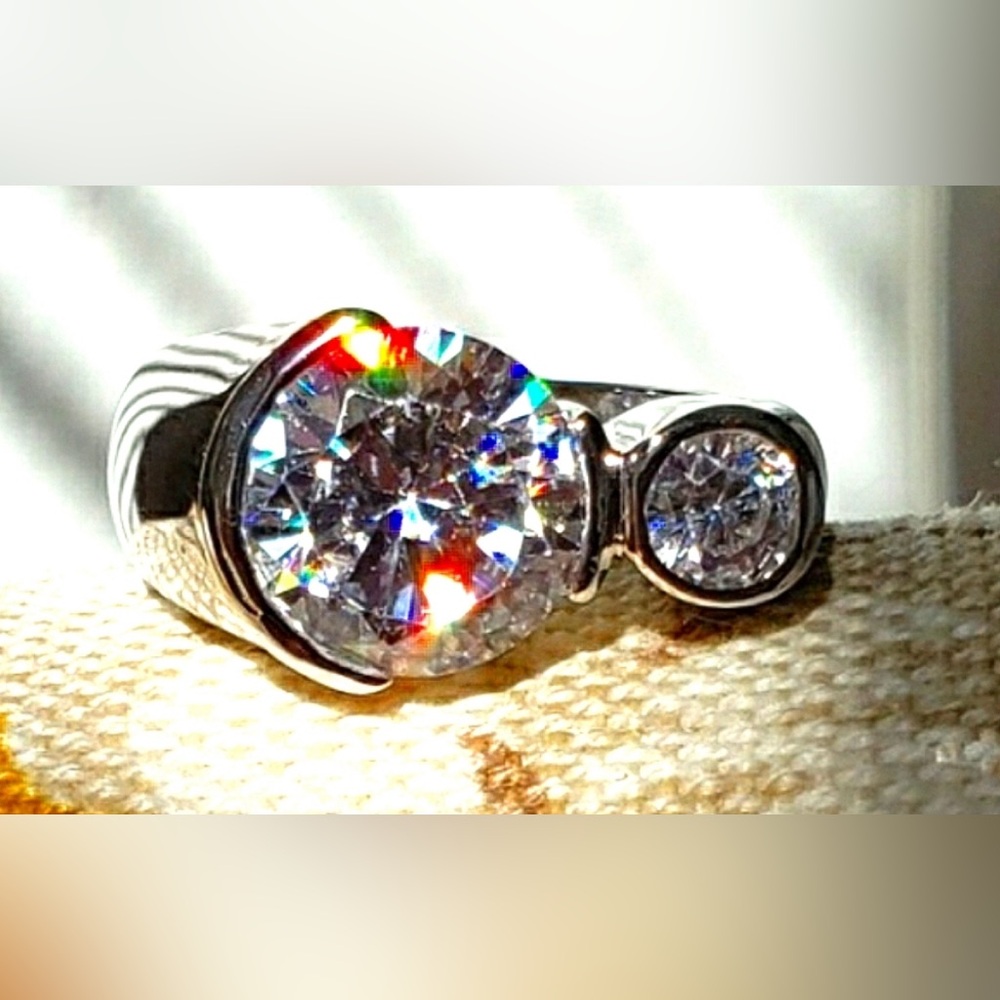 Cubic Zirconia ring with two stones